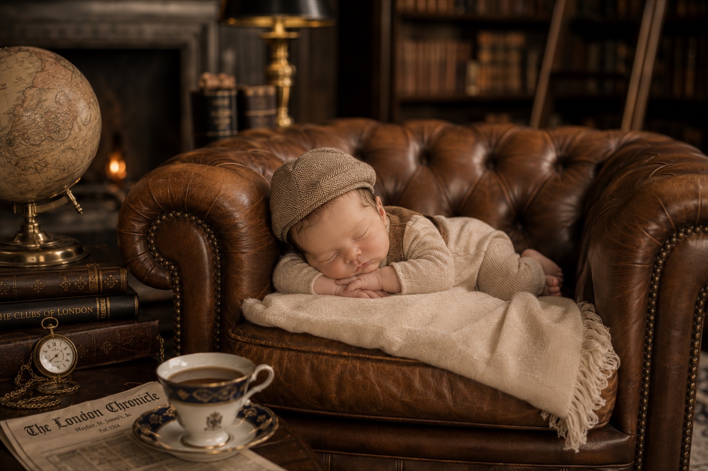 Composição Fine Art newborn — detalhe editorial