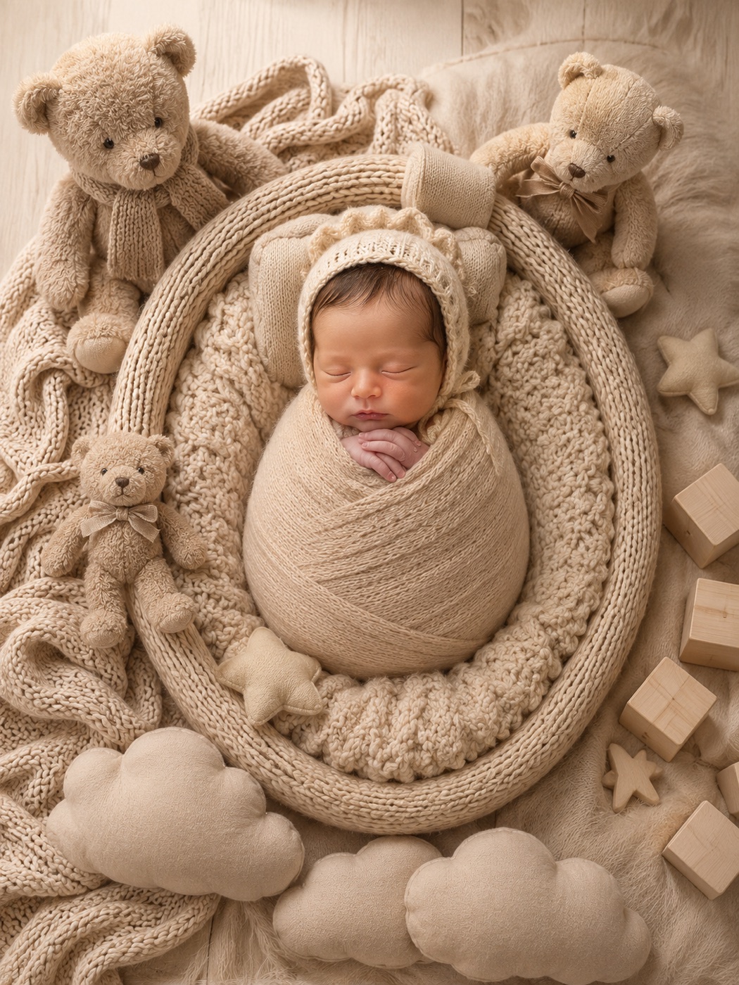 Ensaio newborn Babies NewBorn Brasil — bebê dormindo com ursinho de pelúcia